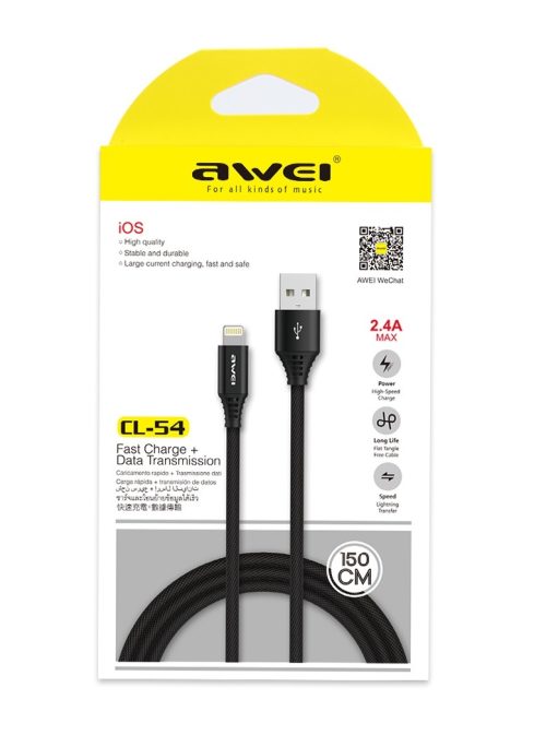 products awei cl 540 braided lightning cable 1.5 red apple mobile