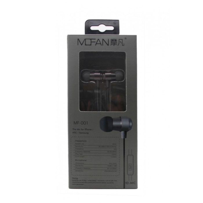 products mofan series mf metal shell in ear earphone headphone with microphone in black 3