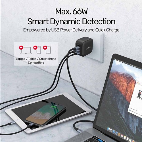 products unitek 66w 3 in 1 travel charger with usb c pd1