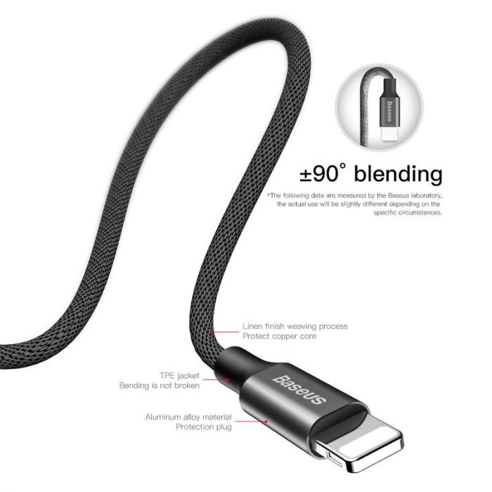 Baseus Lightning Yiven Cable 2A 1.2m Black (4)