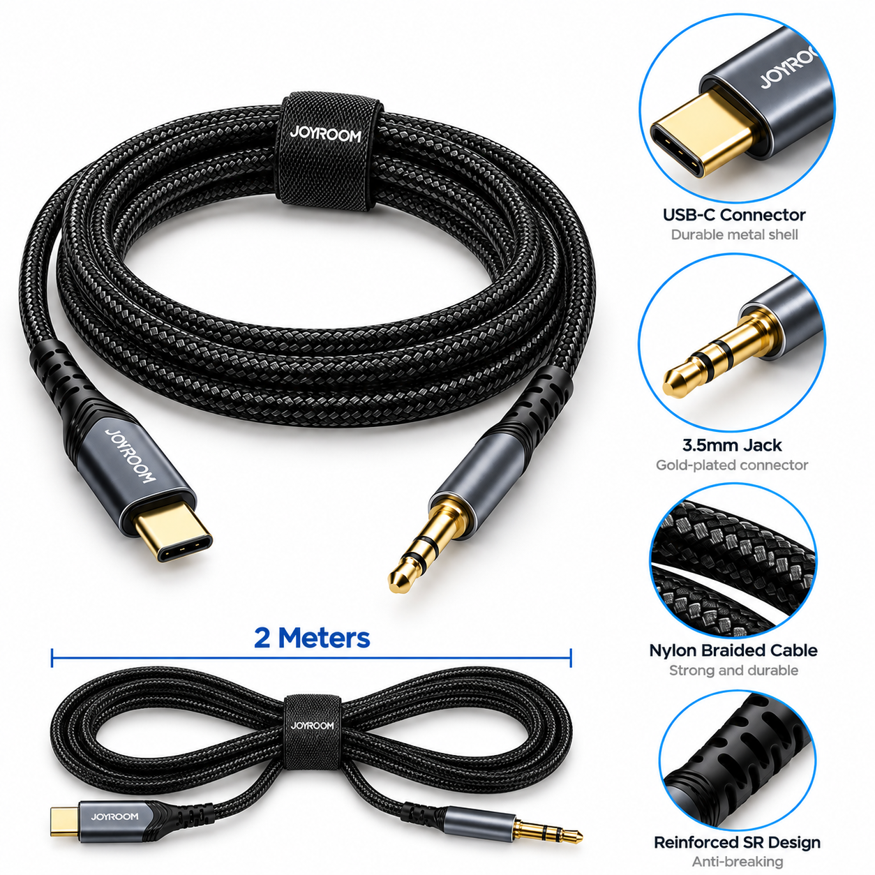 JOYROOM SY-A03 USB-C to 3.5mm Audio Cable 2m - Image 6