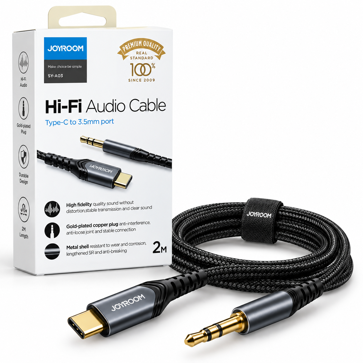 JOYROOM SY-A03 USB-C to 3.5mm Audio Cable 2m - Image 3