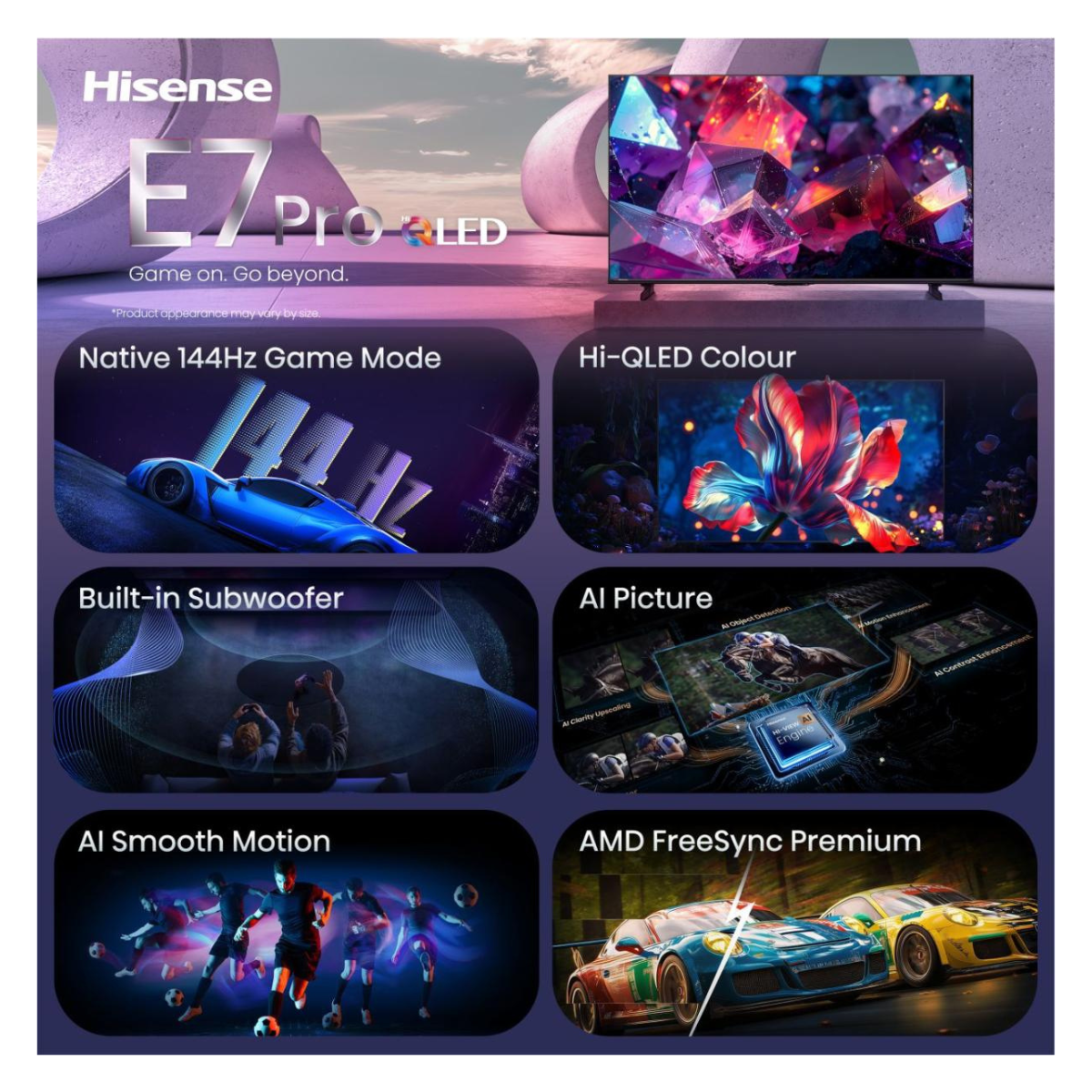 Hisense 100E7S PRO QLED TV gaming and AI picture features