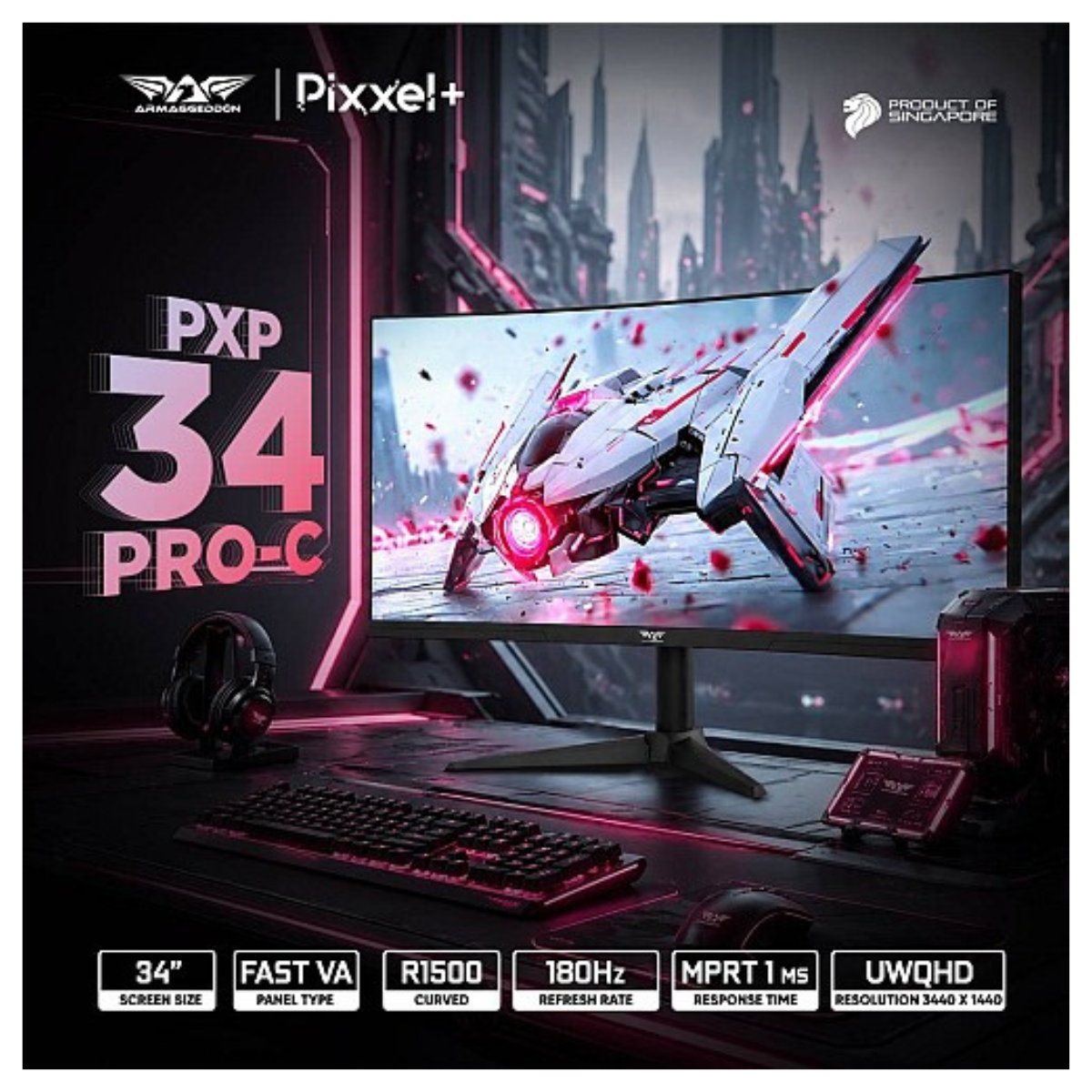 Armaggeddon PXP 34 Pro-C White ultrawide gaming setup