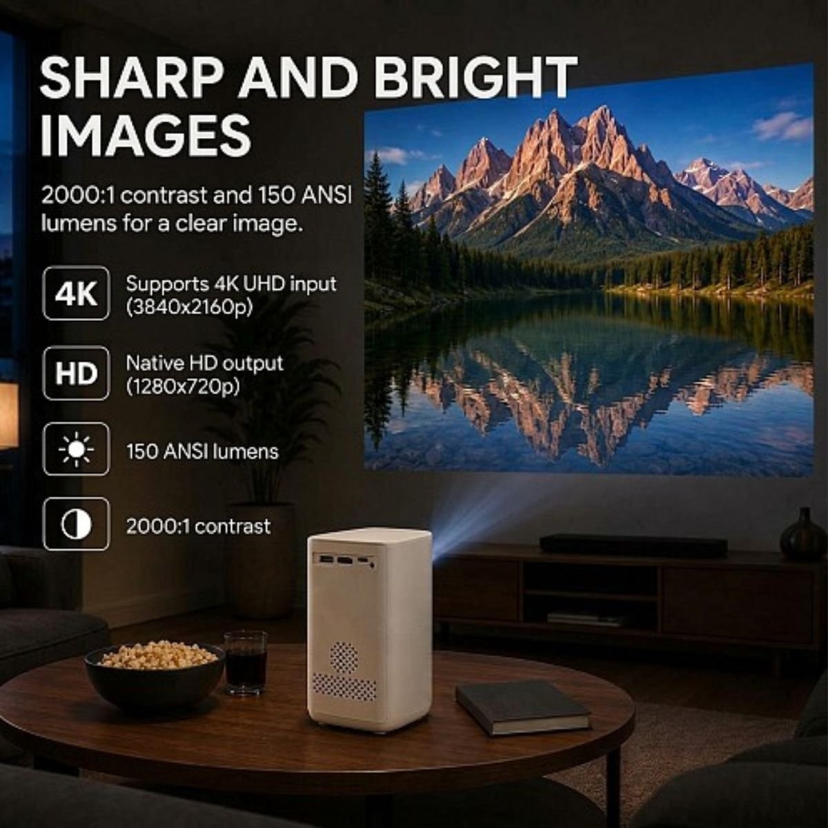 Denver AV Projector HD Native 150ANSI Portable 2 Hrs Runtime PR-4700 - Image 4