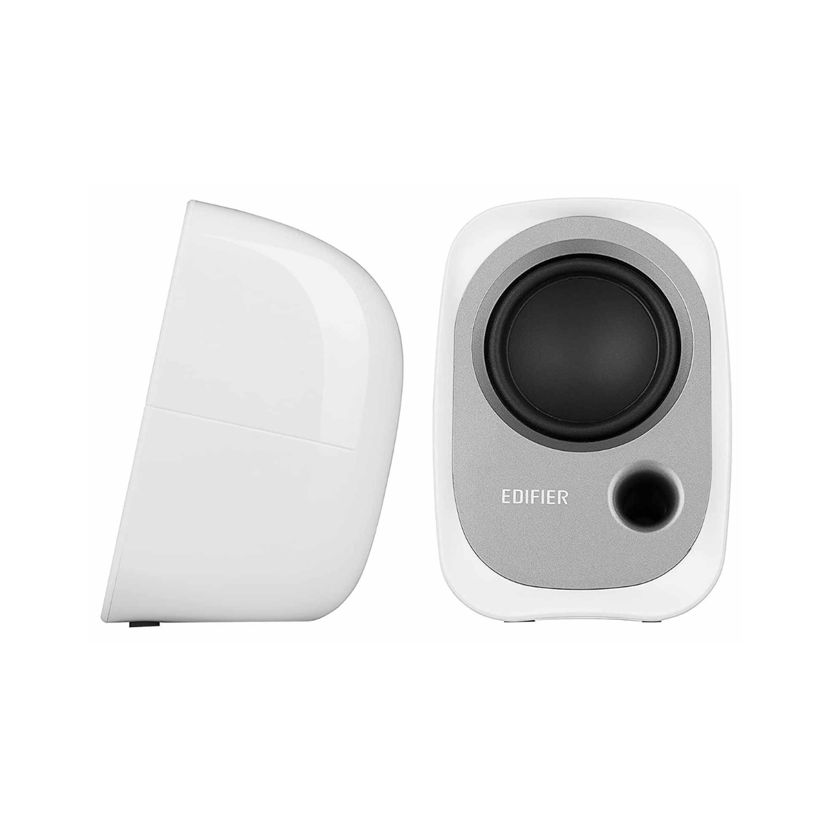 Edifier R12U speaker side view with bass reflex port