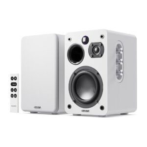 Majority D70X White Cyprus 70W active bookshelf speakers pair